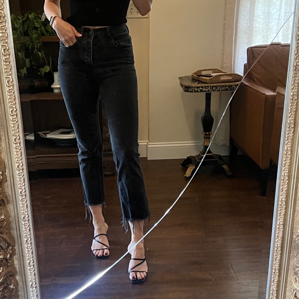 Black Anine Bing Frayed Flare Jeans